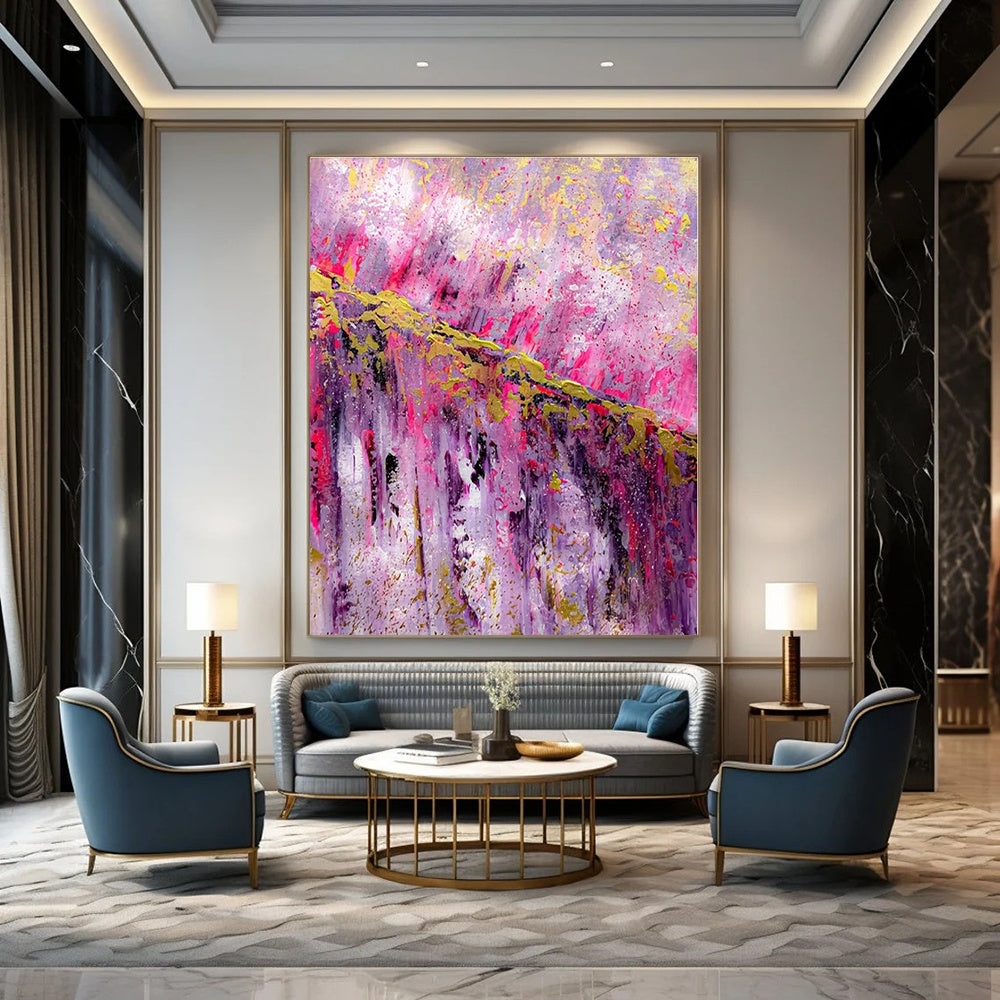 Pink and Purple Dripping Fantasy - Vivid Color Flow Abstract Painting On Canvas PS1237