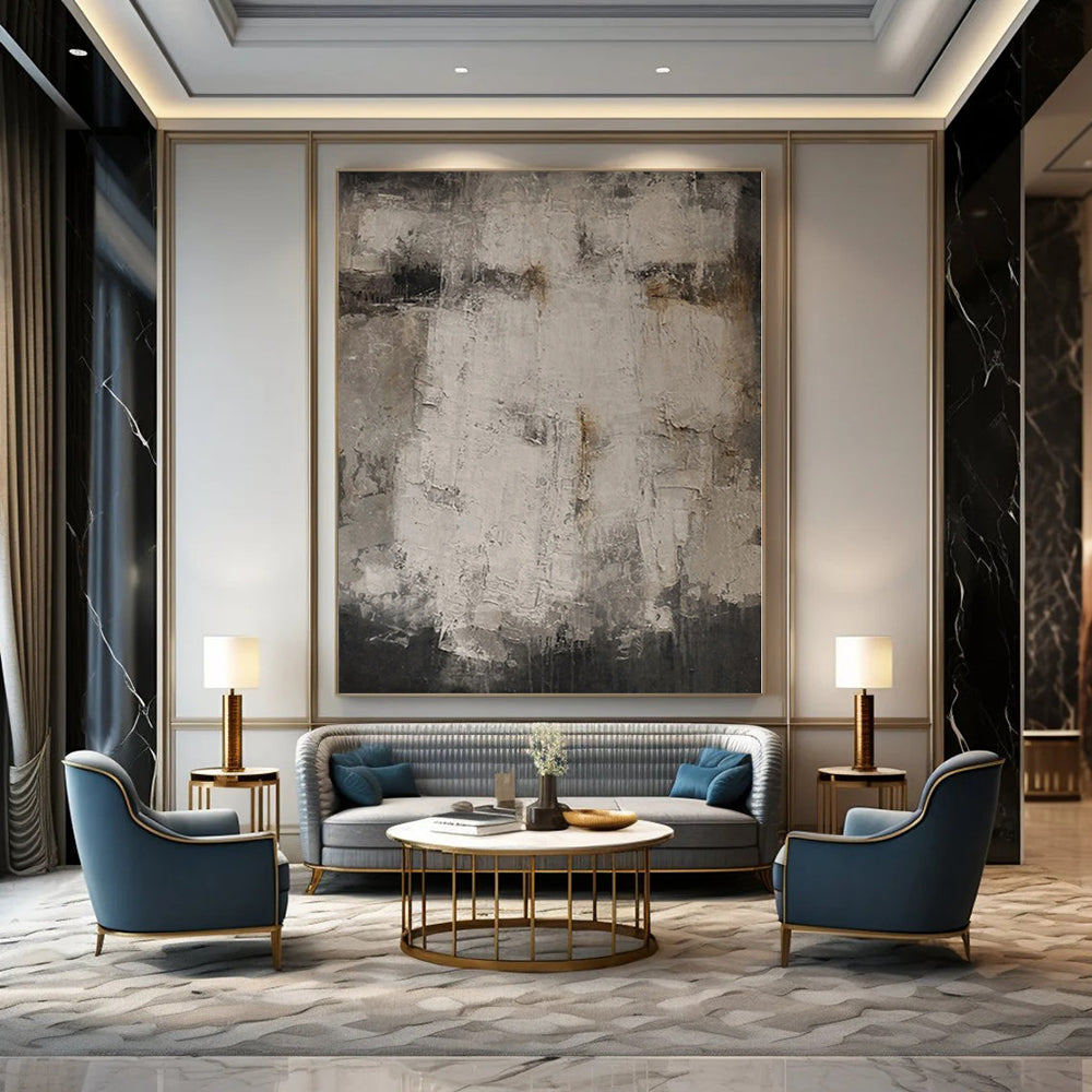 “Gray - Brown Textured Rustic” - Industrial Abstract Painting On Canvas PS0126
