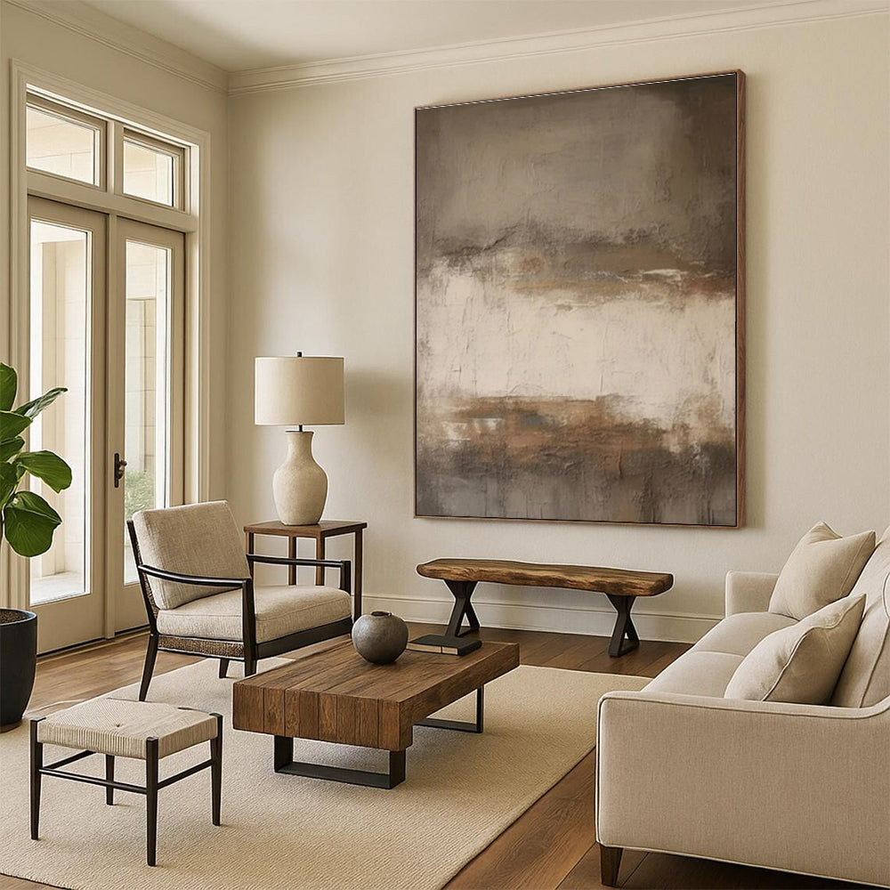 “Worn Neutral Layers” - Neutral Tones Abstract Minimalist Painting On Canvas PS0712