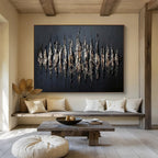 Black with Gold - Brown Textured Strokes Abstract Painting On Canvas DKS097