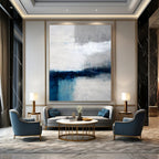 Monochromatic Blue and Gray, "Coastal Calm" – Minimalist Abstract Painting On Canvas PS1033