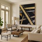 “Gold - Silver Abstract Cross” - Luxe Abstract Painting On Canvas PT1094