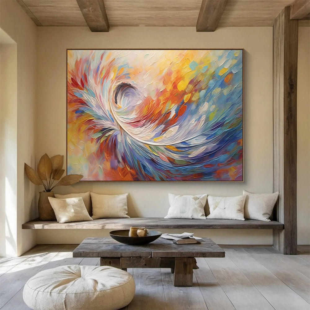 “Colorful Impasto Swirl” - Impasto Abstract Painting On Canvas DKS870