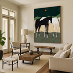 “Minimalist Horses in Nature’s Hues” - Minimalist - Inspired Animal Painting On Canvas PT1412