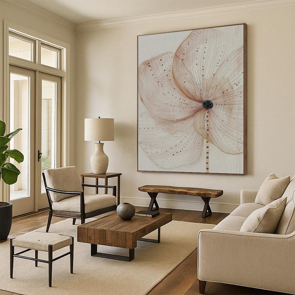 “Delicate Flower Sketch” - Botanical Sketch Painting On Canvas PT1926