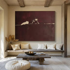 Burgundy and Beige Abstract Silhouette Minimalist Abstract Painting On Canvas DKS141