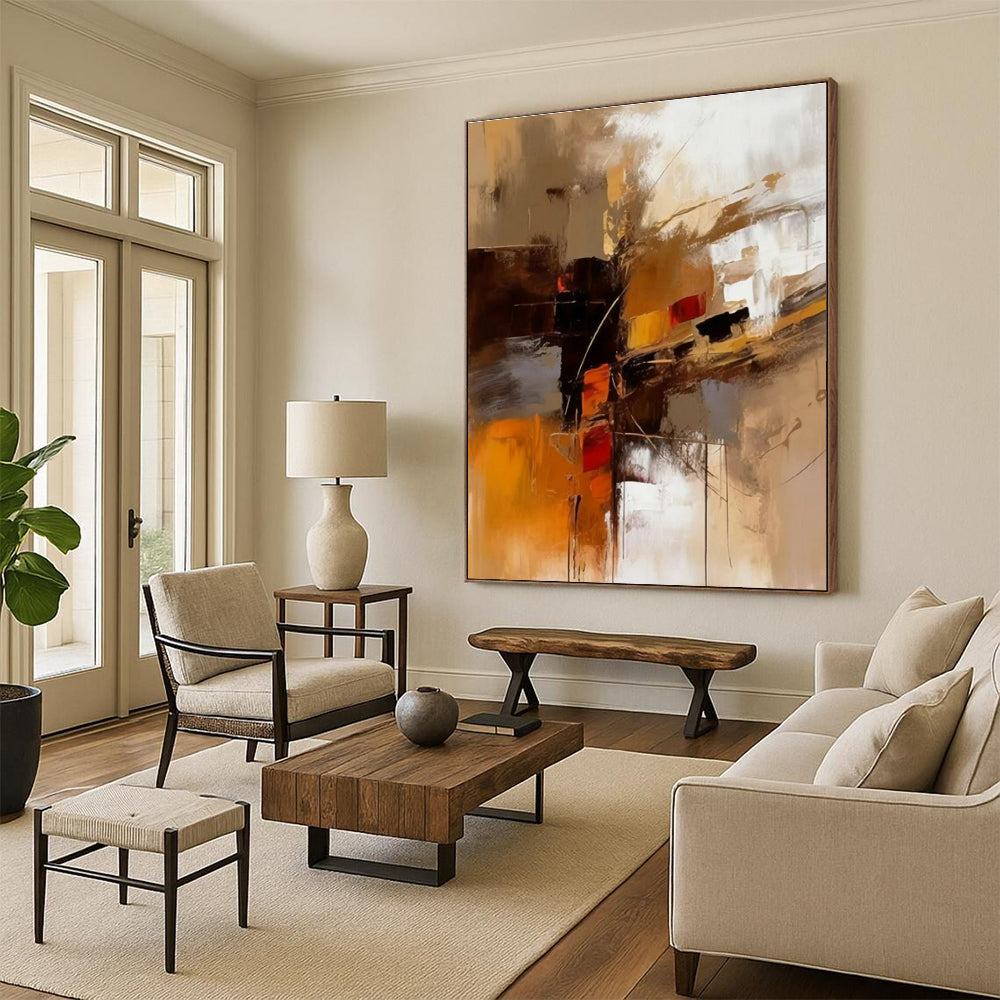 “Repeated Warm Abstract” - Brown, Orange, Red Abstract Repeated Painting PS0603