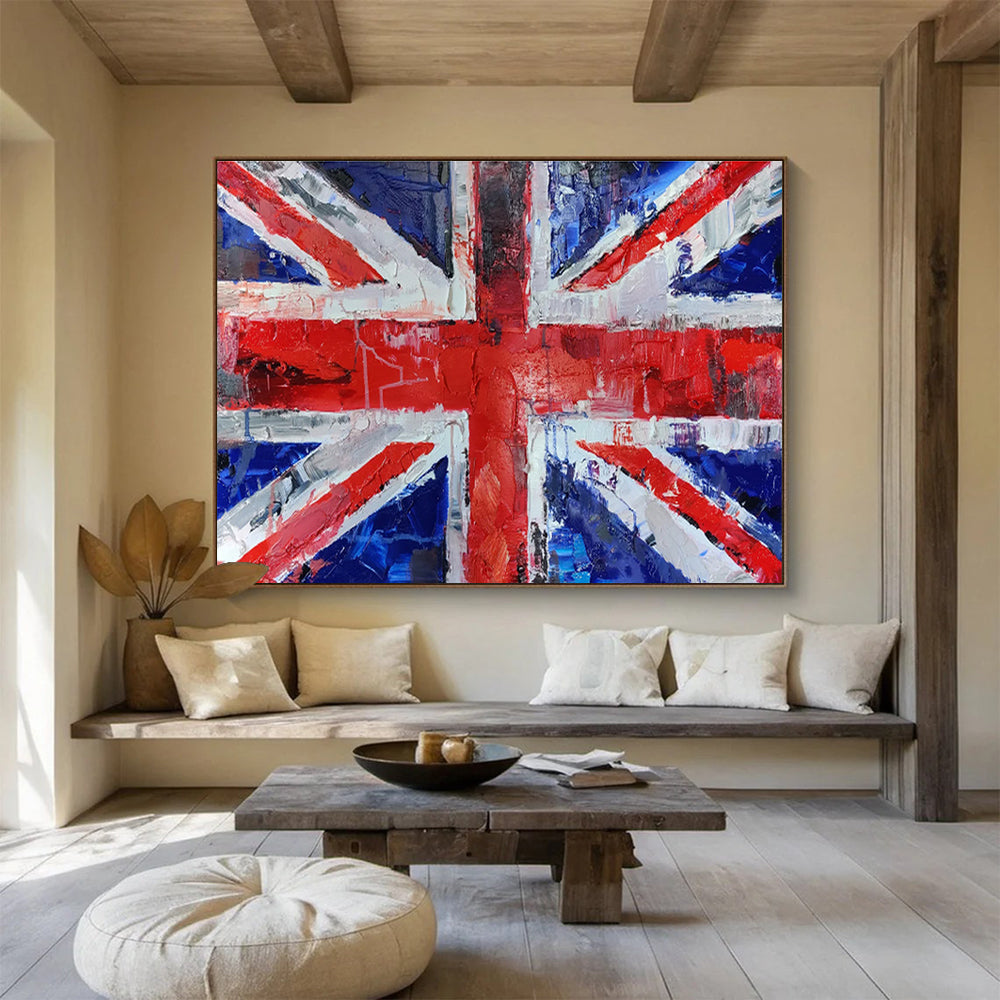 Textured Union Jack Flag Modern Pop - Art Painting On Canvas DKS120