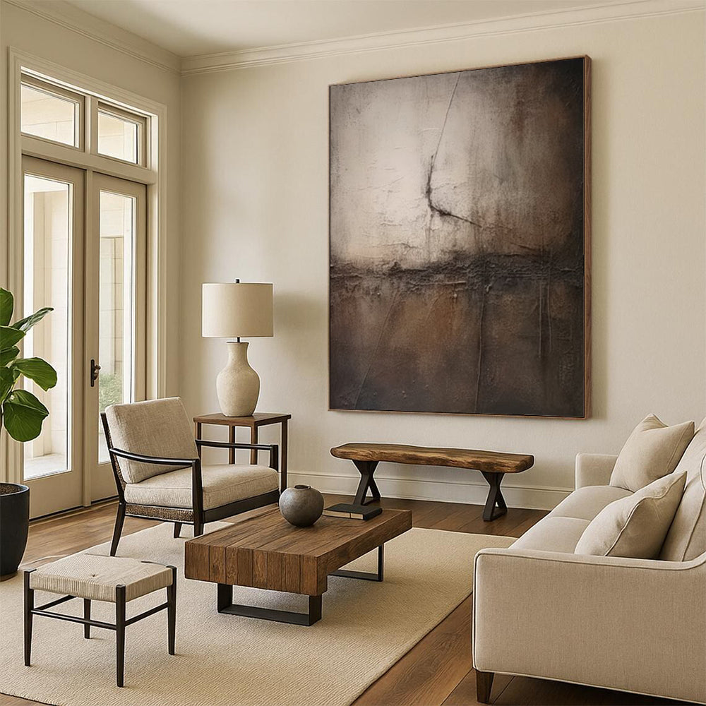 “Dark Textured Abstract” - Moody Abstract Painting On Canvas DS357