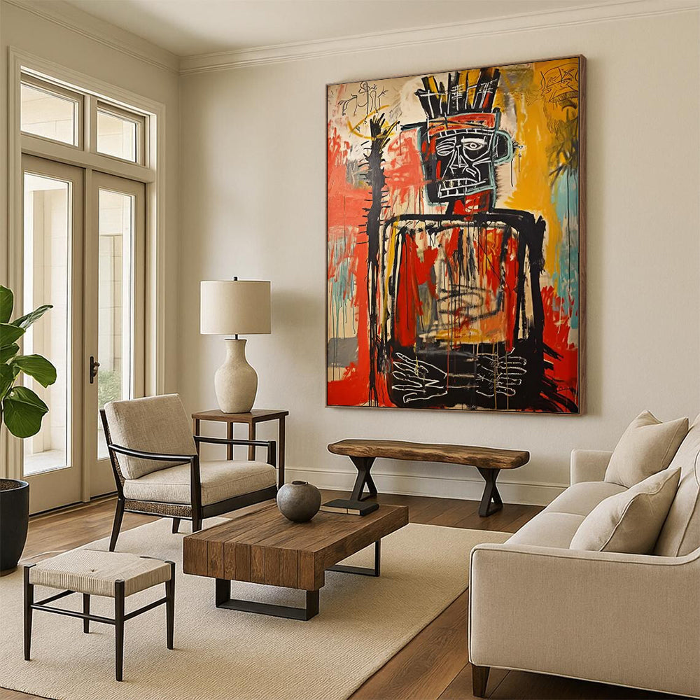 Ancient Warrior: Basquiat - Style Figure Painting On Canvas DS108