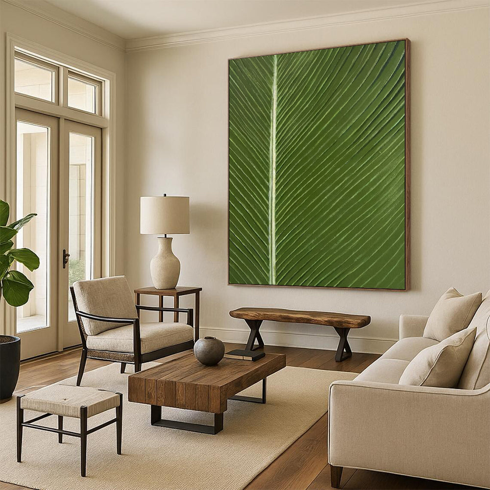 “Green Leaf Texture” - Realistic Botanical Painting On Canvas PT1977