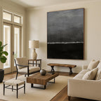 “Grey - Black Abstract Horizon” - Minimalist Abstract Painting On Canvas PT1202