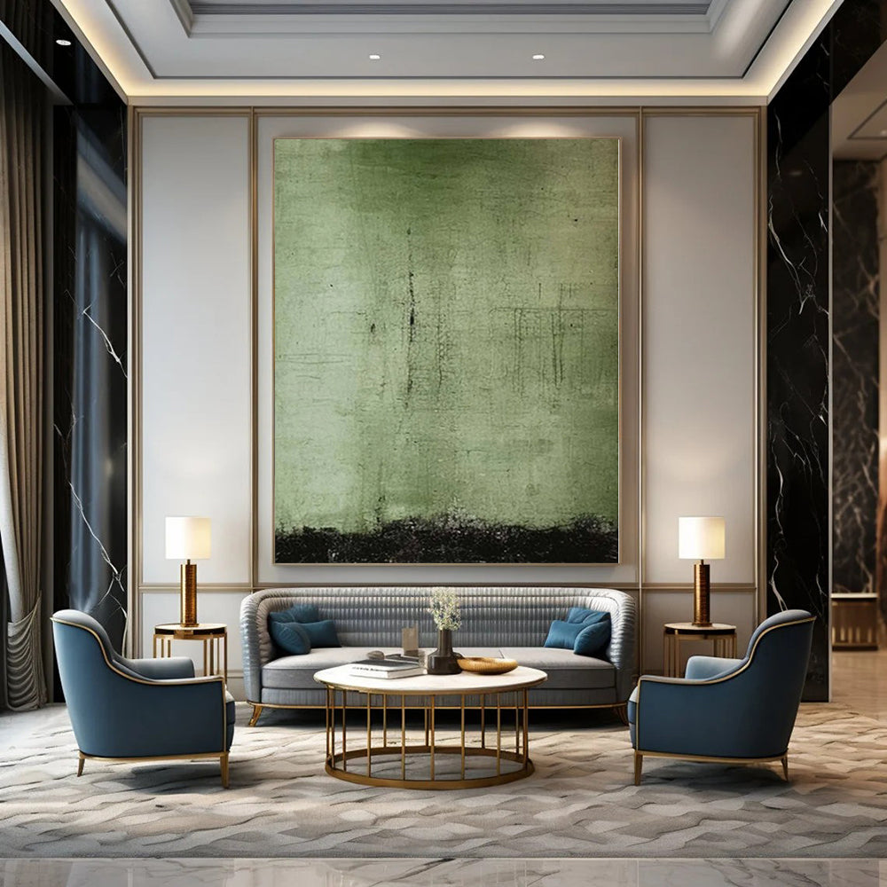 “Green - Black Textured Abstract” - Earthy Abstract Painting On Canvas PS0154
