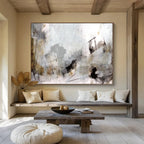 “Soft Gray and Brown Abstract Landscape” - Ethereal Abstract Painting On Canvas PT135