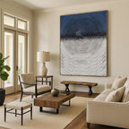 “Blue - Gray Concentric Circles” - Abstract Geometric Painting On Canvas PS0424