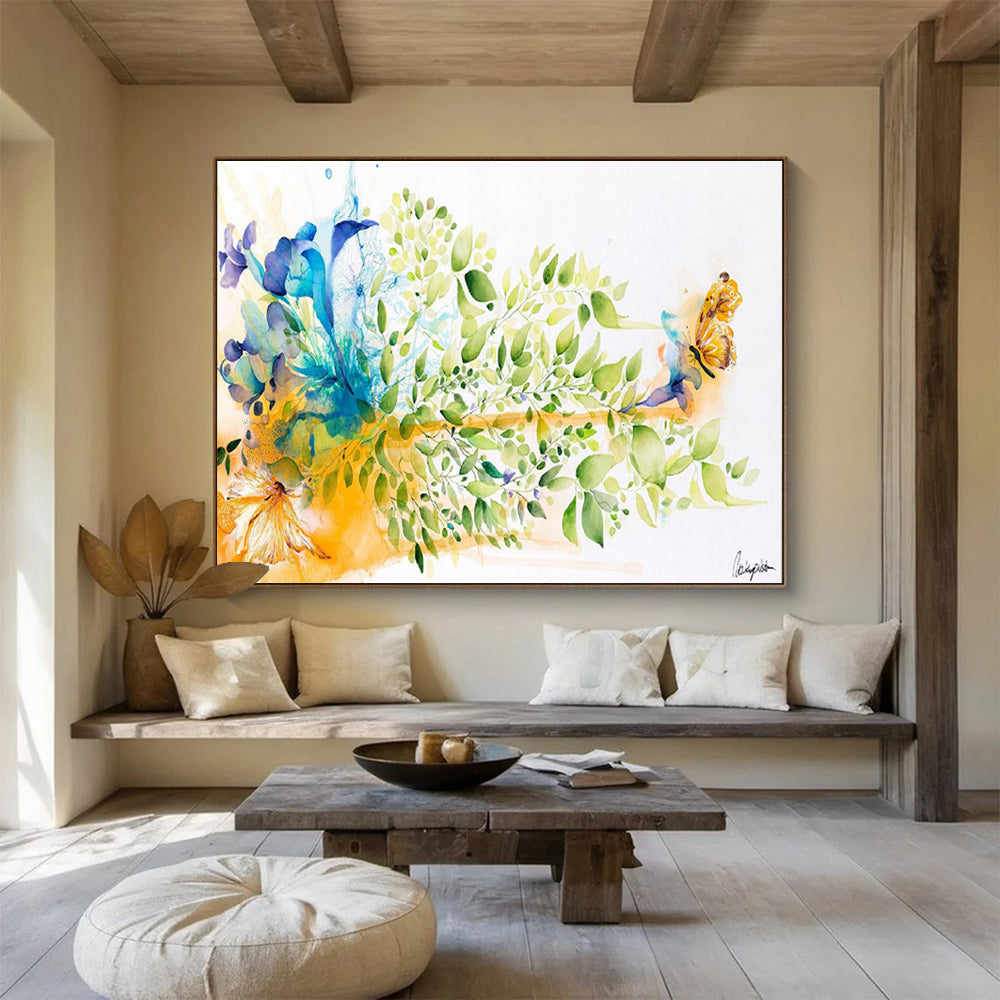 “Colorful Floral And Butterfly” - Watercolor Painting On Paper DKS537