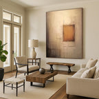 “Beige - Brown Minimalist Squares” - Beige, Brown Abstract Painting On Canvas PS0535
