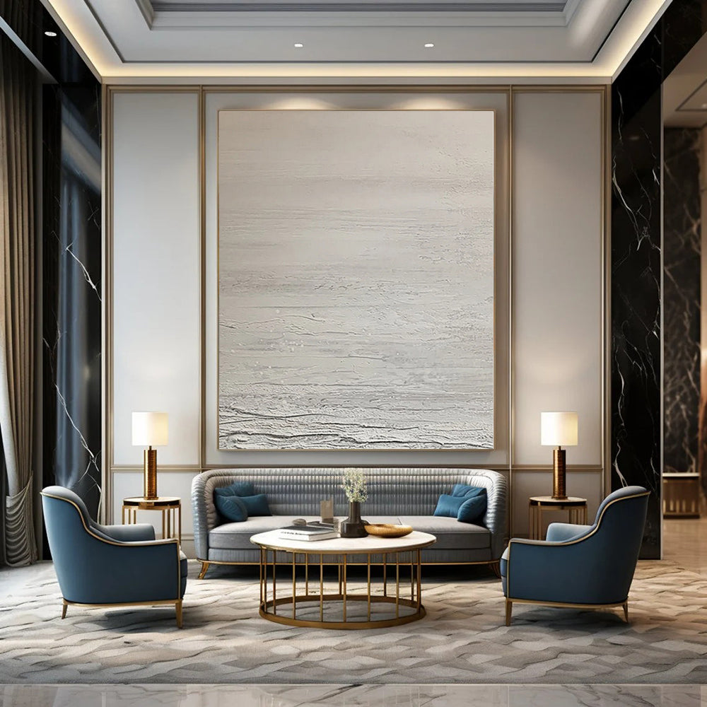 “Light Gray Textured Minimalist” - Subtle Abstract Painting On Canvas PS0124