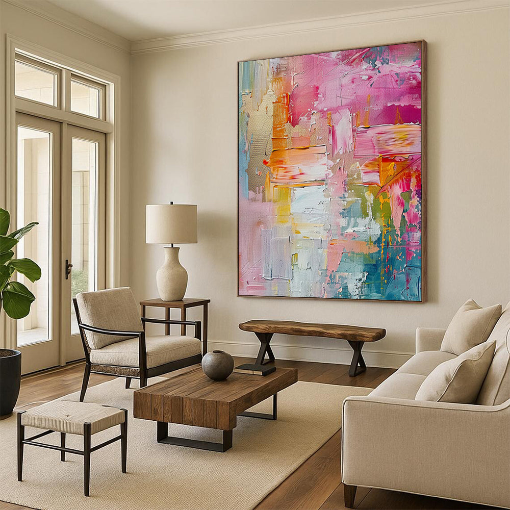 “Pink - Colorful Abstract” - Expressive Abstract Painting On Canvas PS0089