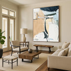 “Neutral and Blue Abstract Lines” - Abstract, Delicate - Styled Painting On Canvas PT1523