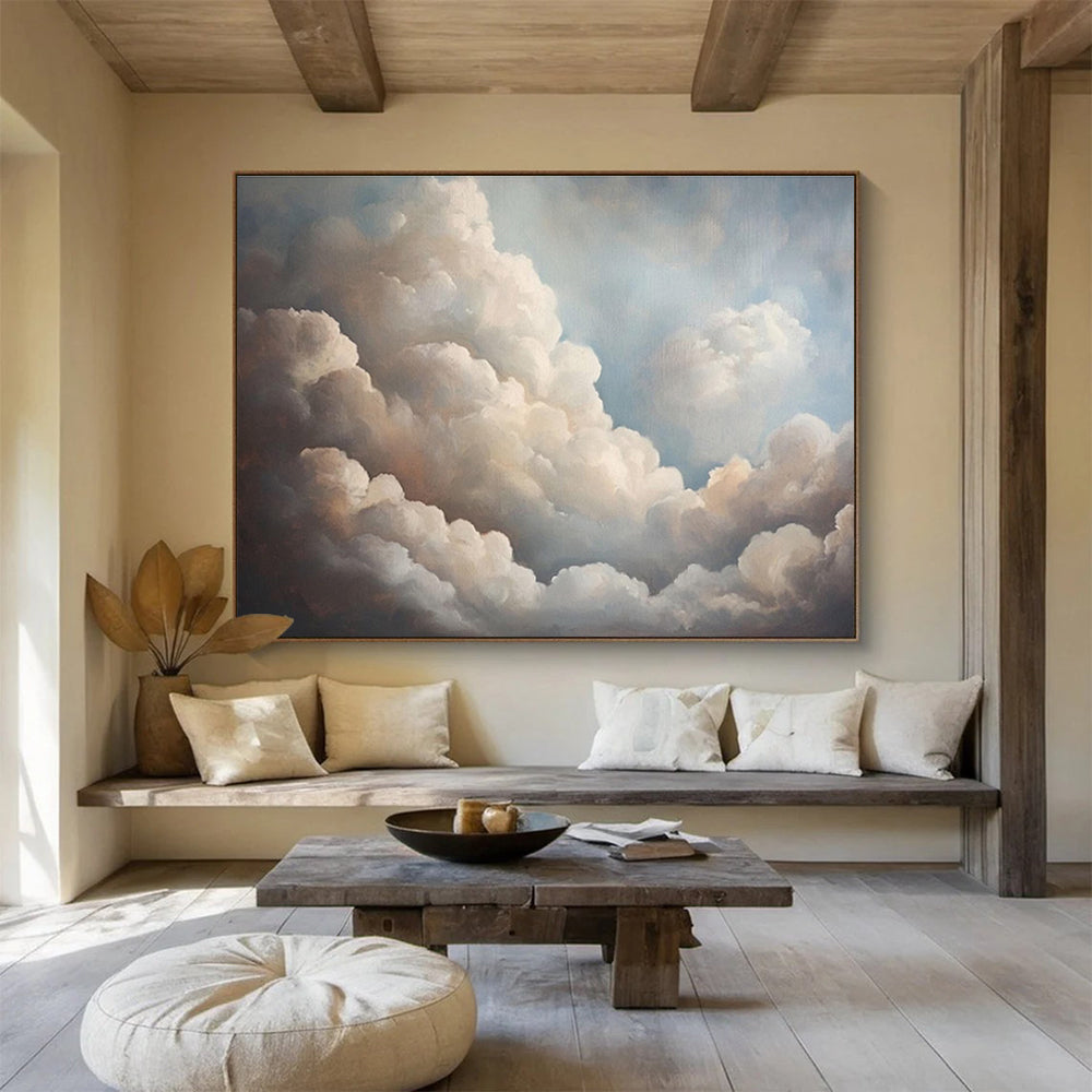 “Fluffy Clouds in Blue Sky” Landscape Painting On Canvas DKS182