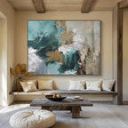 “Teal And Gold Abstract Dynamics” - Abstract Painting On Canvas DKS513