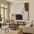 “Brown - Black - Green Curved Overlaps” - Minimalist Abstract Painting On Canvas PT1152