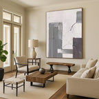 “Layered Rectangles: Gray, White Abstract” - Subtle Abstract Painting On Canvas DS396