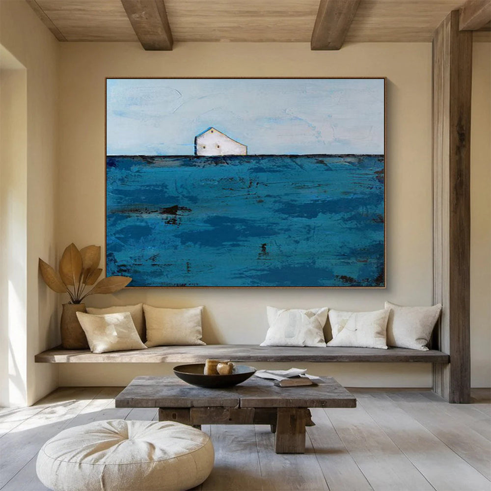 “Minimalist Sea and House” Landscape Painting DKS217
