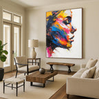 Vibrant Abstract Woman Portrait Textured Painting On Canvas DS089