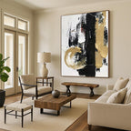 “Dynamic Black - Gold Abstract Brushstrokes” - Expressive Abstract Painting On Canvas PS0278