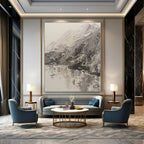 Gray, Black with Textured Landscape "Mountain Echo" Impasto Painting On Canvas PS1200