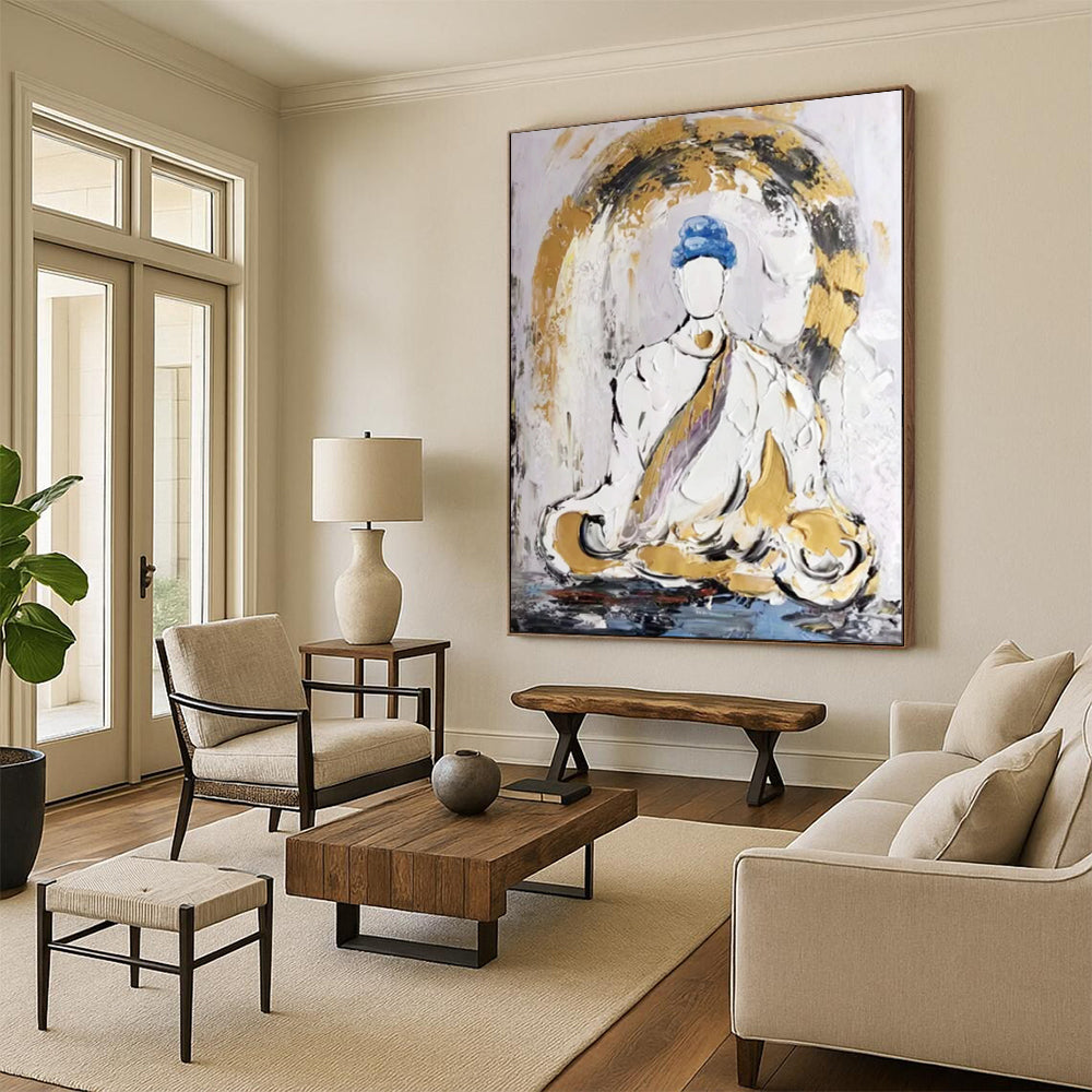 Meditative Figure, Abstract Spiritual, Oil Painting On Canvas PT2098