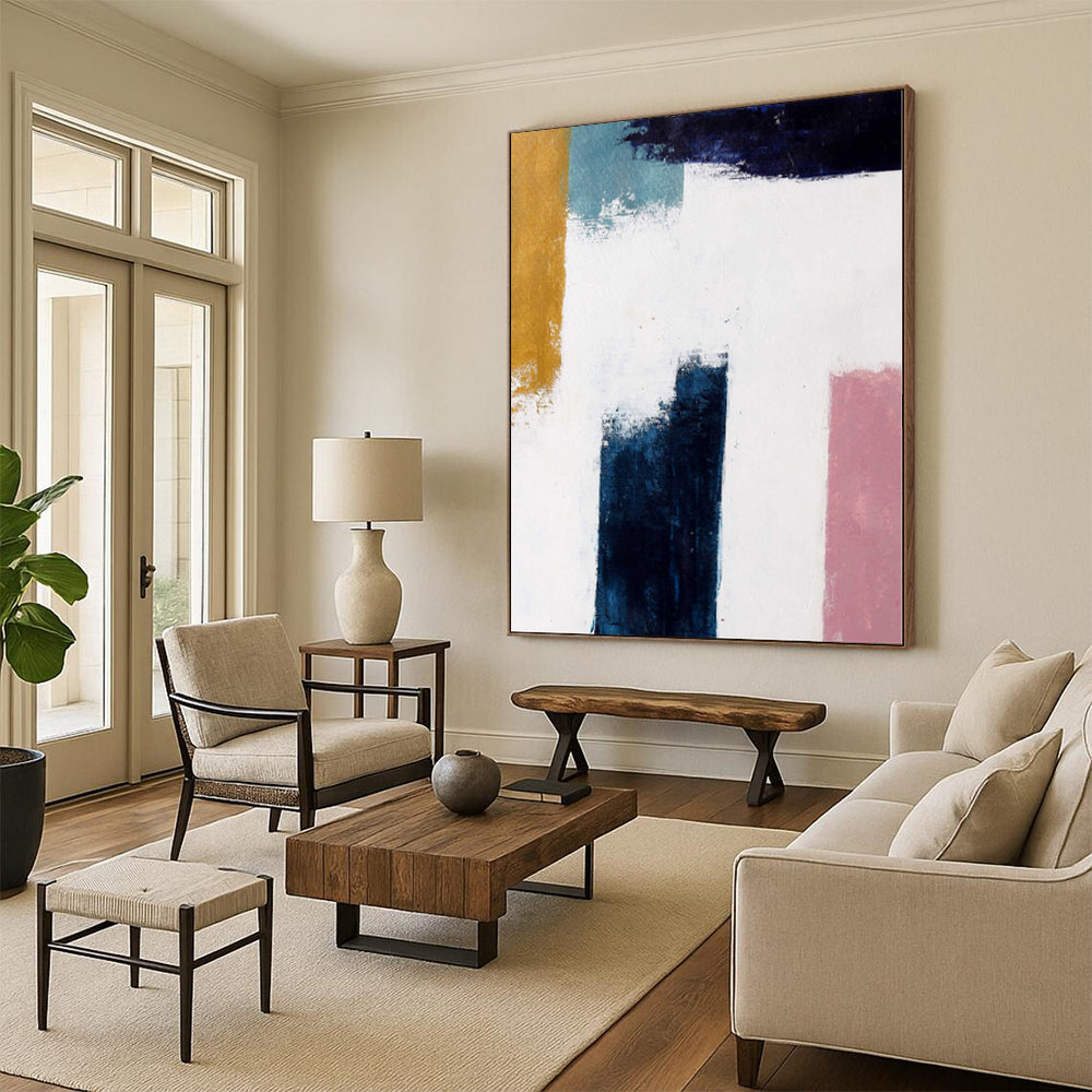 “Minimalist Color Block Abstract” - Contemporary Abstract Painting On Canvas PS0037