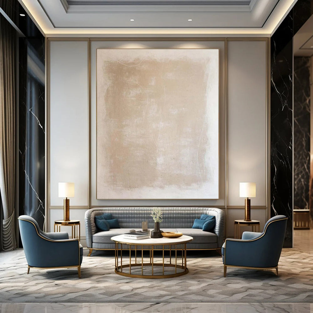 “Beige - White Textured Minimal” - Elegant Abstract Painting On Canvas PS0133