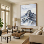 “Blue - Grey Snowy Mountain” - Impressionist Landscape Painting On Canvas PT1259