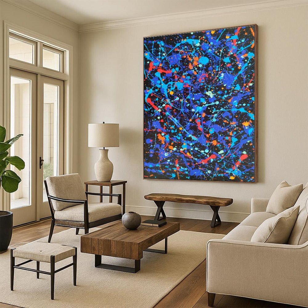 “Colorful Splatter Explosion” - Blue, Red, Yellow Abstract Painting On Canvas PS0466