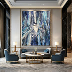 Blue, White, Gray with Textured Layers "Ocean Textures" Abstract Painting On Canvas PS1350