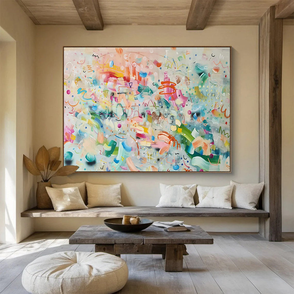 “Playful Color Explosion” - Abstract Expressionist Acrylic Painting on Canvas PT1496