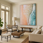 “Pastel Beach Aerial View” - Impressionistic Landscape Painting On Canvas DS044