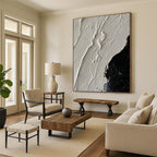 “Black - White Textured Abstract” - Minimalist Abstract Painting On Canvas PT1328