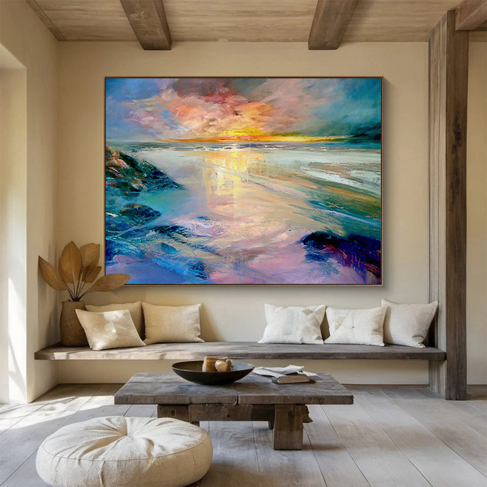 “Vibrant Sunset Beach” Landscape Painting DKS213