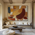 Earth - Toned Abstract Shapes Painting On Canvas DKS088