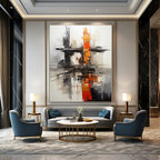 “Urban Skyline Abstraction” - Industrial Abstract Painting On Canvas PS0177