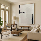 “Black and White Geometric Abstract” - Minimalist Geometric Painting On Canvas PT2248