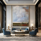 Blue, Gray, Green and Brown with Textured Layers "Subtle Horizon" Abstract Landscape Painting On Canvas PS1140