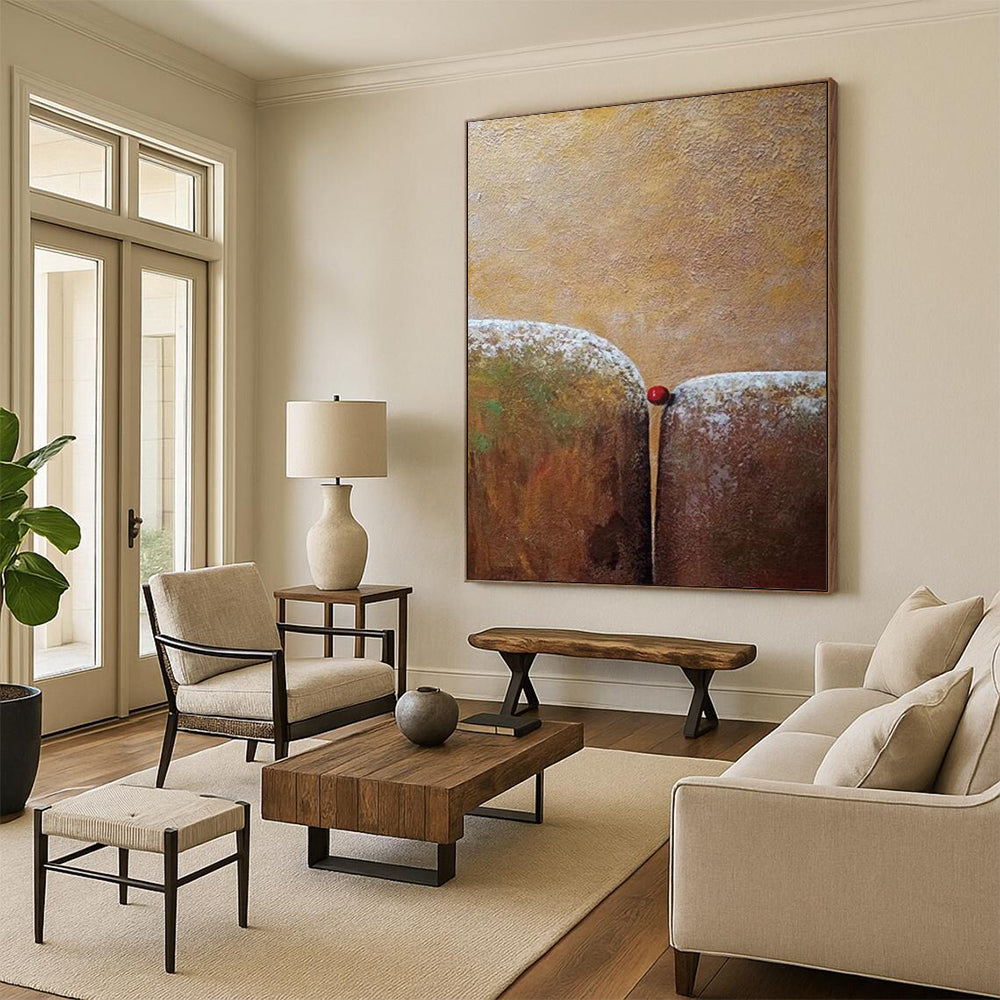 “Brown - Textured Minimalism” - Surrealist - Inspired Painting On Canvas DS033