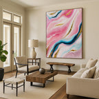 “Pink and Blue Marble - Like Abstract” - Abstract Impasto Painting On Canvas PS0029