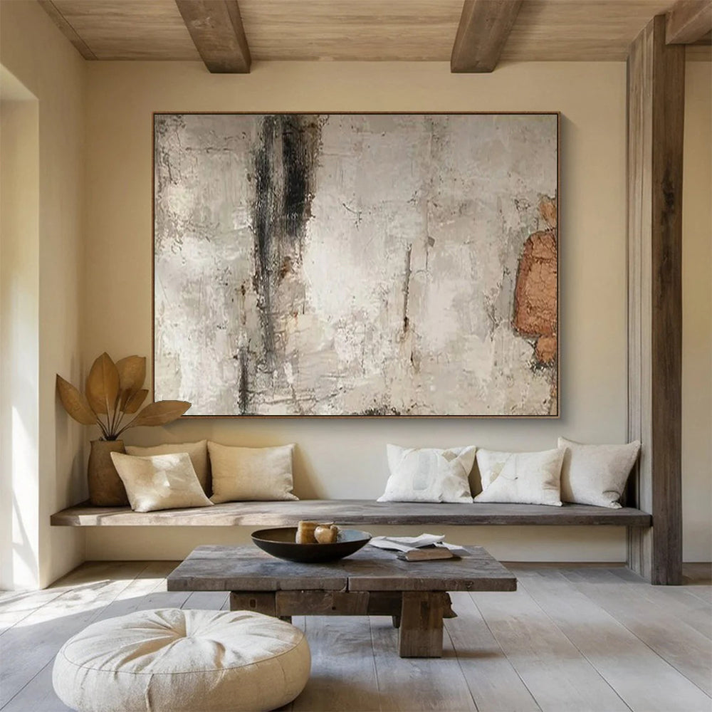 “Gray - Brown Textured Wall” - Neutral Tones “Urban Relic” Painting On Canvas PT1625