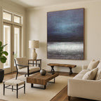 “Dark Tones Minimalist Landscape” - Deep Shades with a Calming Horizon Painting On Canvas DS259